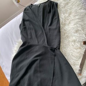 Black low cut midi dress